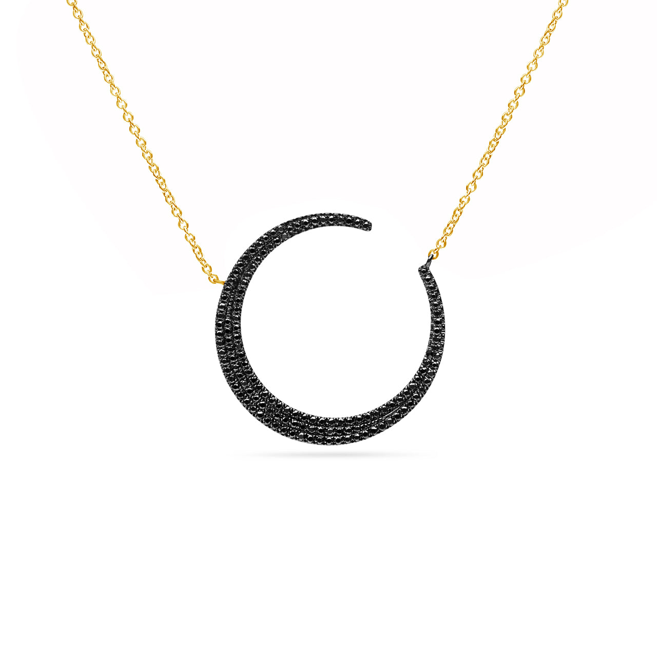 Black Diamond Crescent Moon Necklace