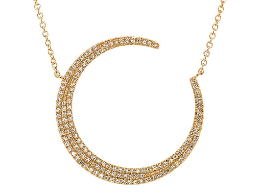 Diamond Crescent Moon Necklace, 18"/17"/16", 14ky (N)