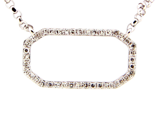 Diamond Octagon Pendant Necklace, 18"/17"/16", 14kw (N)