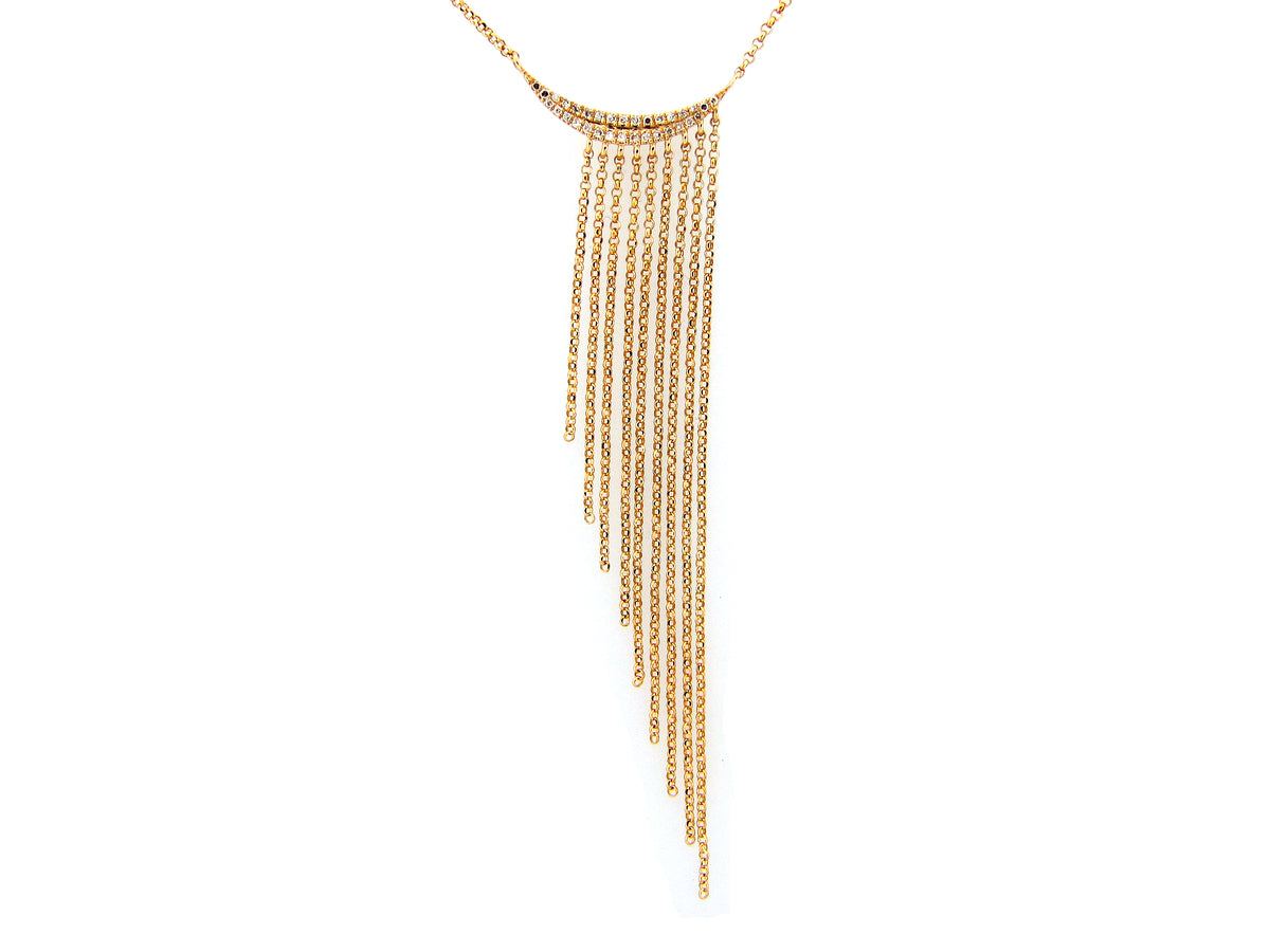 DIAMOND WATERFALL PENDANT NECKLACE, 14KY (N)