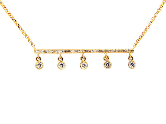 DIAMOND BUBBLE PENDANT NECKLACE, ADJUSTABLE TO 18", 14KY (N)