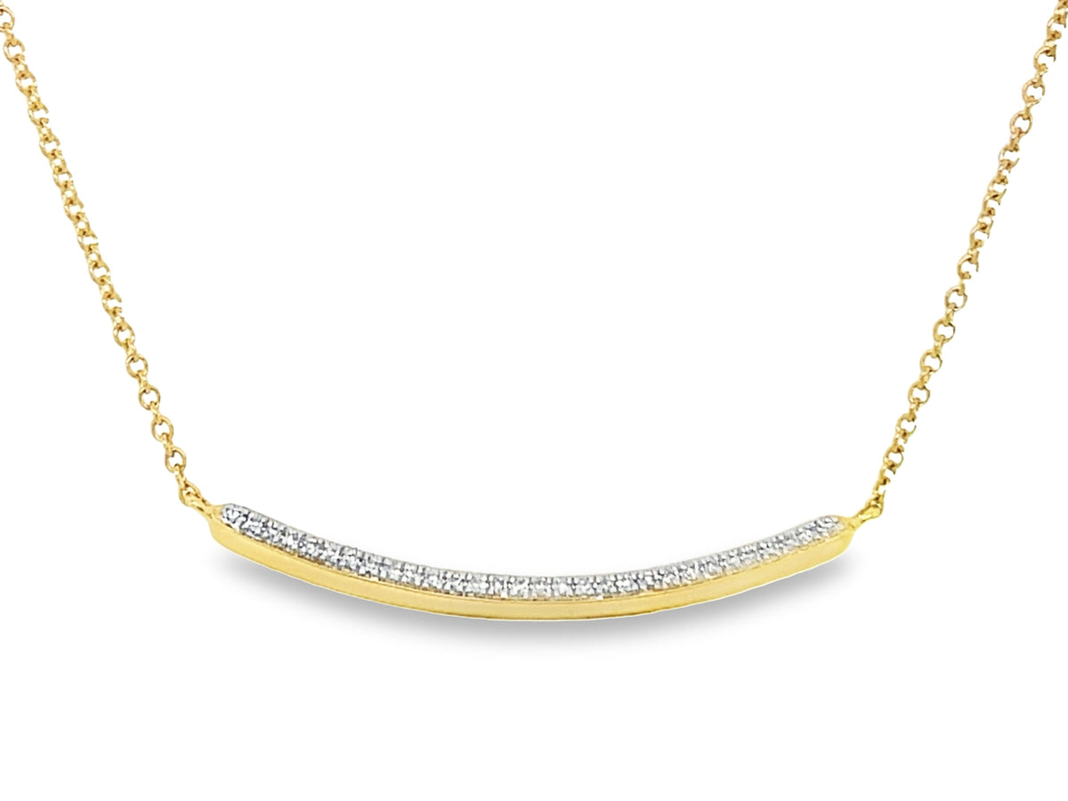 DIAMOND CURVED BAR NECKLACE, 30MM, 18"/17"/16"