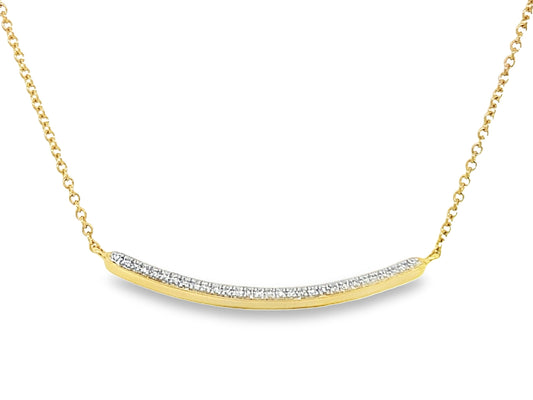 DIAMOND CURVED BAR NECKLACE, 30MM, 18"/17"/16"