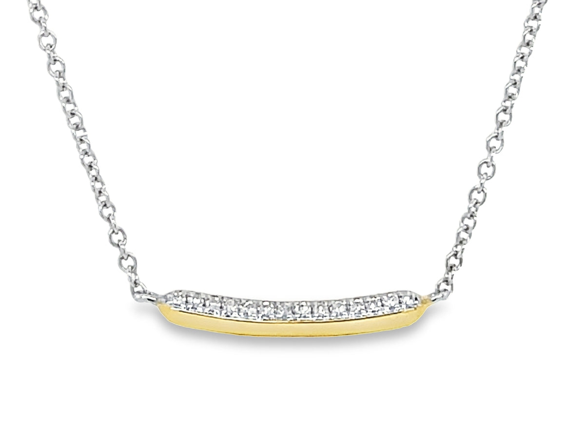 DIAMOND CURVED BAR NECKLACE, 15MM, 18"/17"/16"
