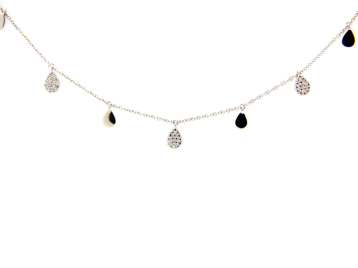 DIAMOND CHAIN CHARM NECKLACE, 34"/33"/32", 14KW (N)