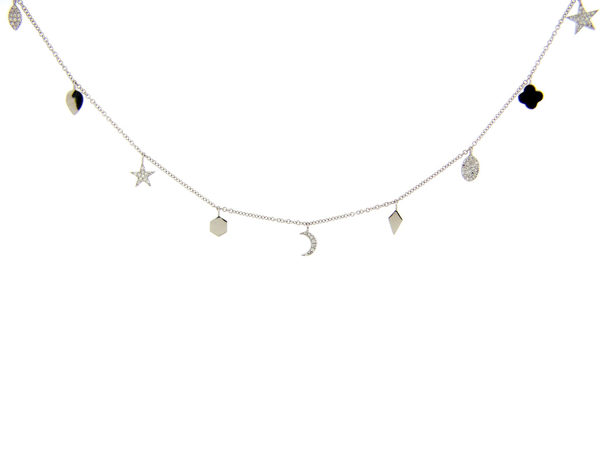 DIAMOND STAR MOON PEAR CLOVER HEX NECKLACE