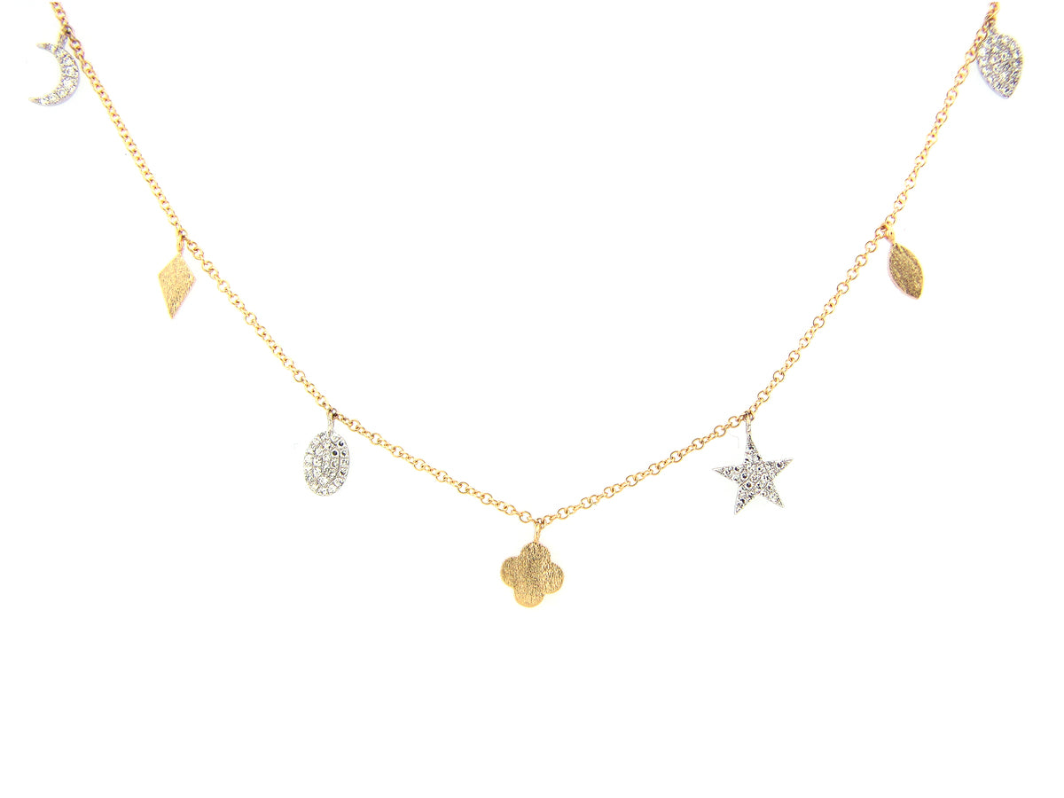 DIAMOND STAR MOON PEAR CLOVER HEX NECKLACE