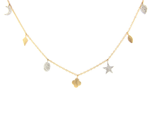 DIAMOND STAR MOON PEAR CLOVER HEX NECKLACE