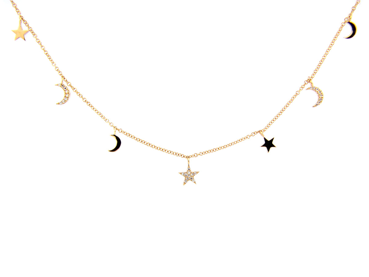 DIAMOND STARS & MOONS NECKLACE