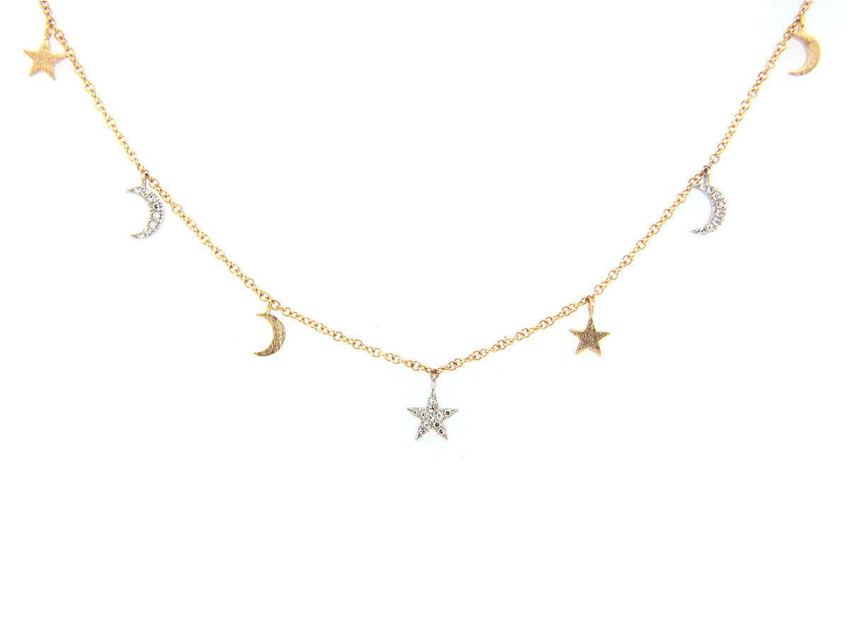 DIAMOND STARS & MOONS NECKLACE