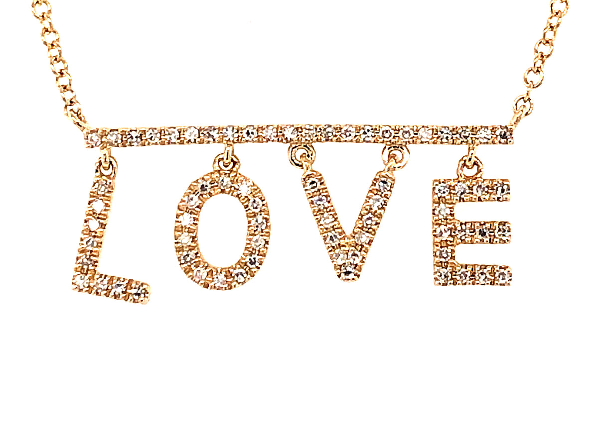 DIAMOND LOVE PENDANT NECKLACE, 18"/17"/16", 14KY (N)