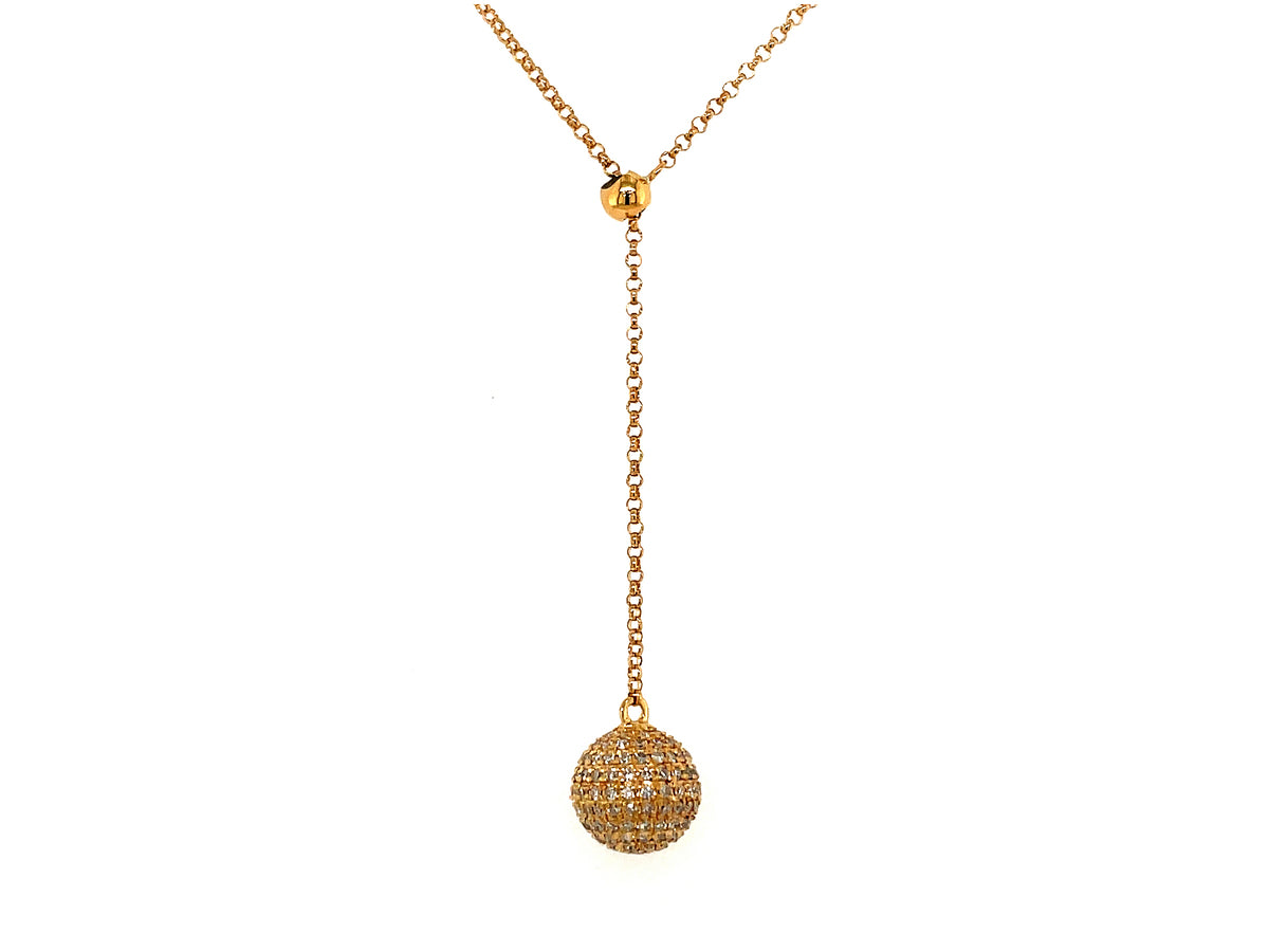 DIAMOND BALL BOLO LARIAT NECKLACE, 18"/20"