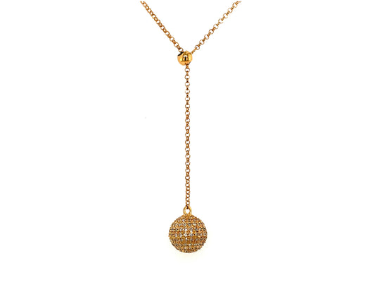 DIAMOND BALL BOLO LARIAT NECKLACE, 18"/20"