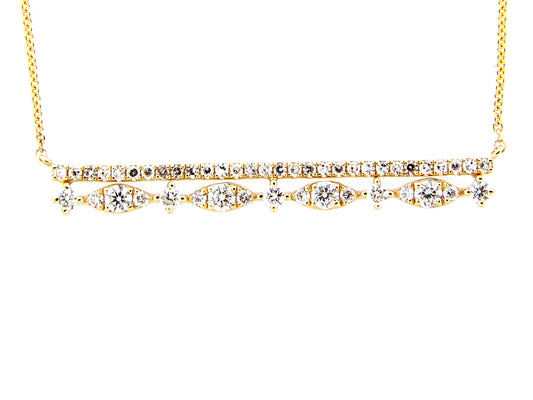 DIAMOND BAR PENDANT NECKLACE, 18"/17"/16",  14KY (N)