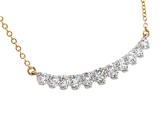 DIAMOND CURVED BAR NECKLACE, 28MM TAPERED, 18"/16"