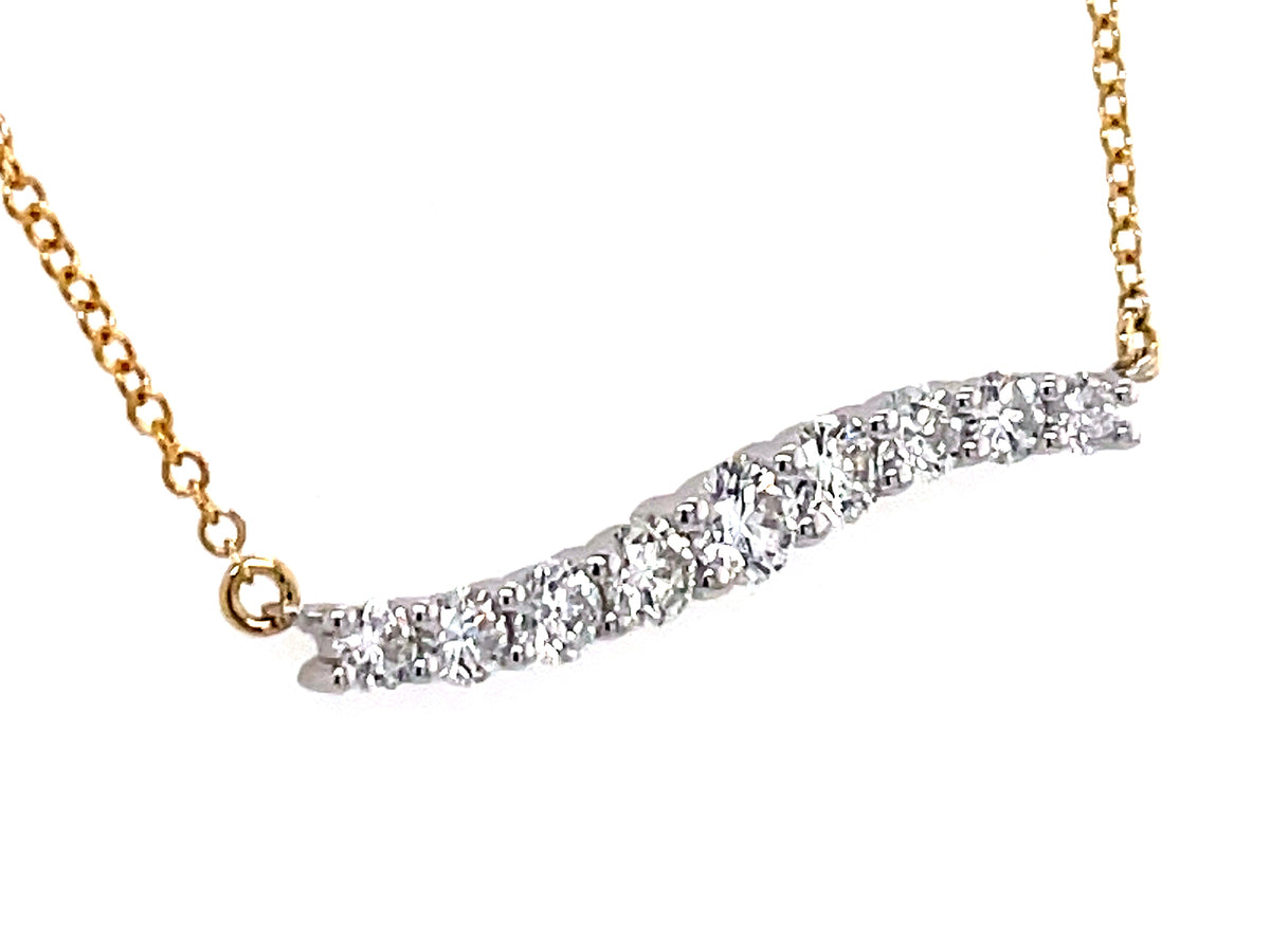 DIAMOND WAVY BAR NECKLACE, 24MM TAPERED, 18"/16"