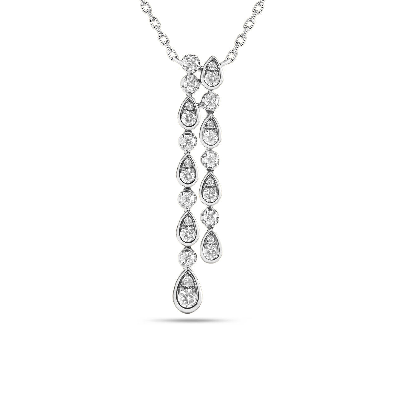 Diamond 2 Row Teardrop Necklace
