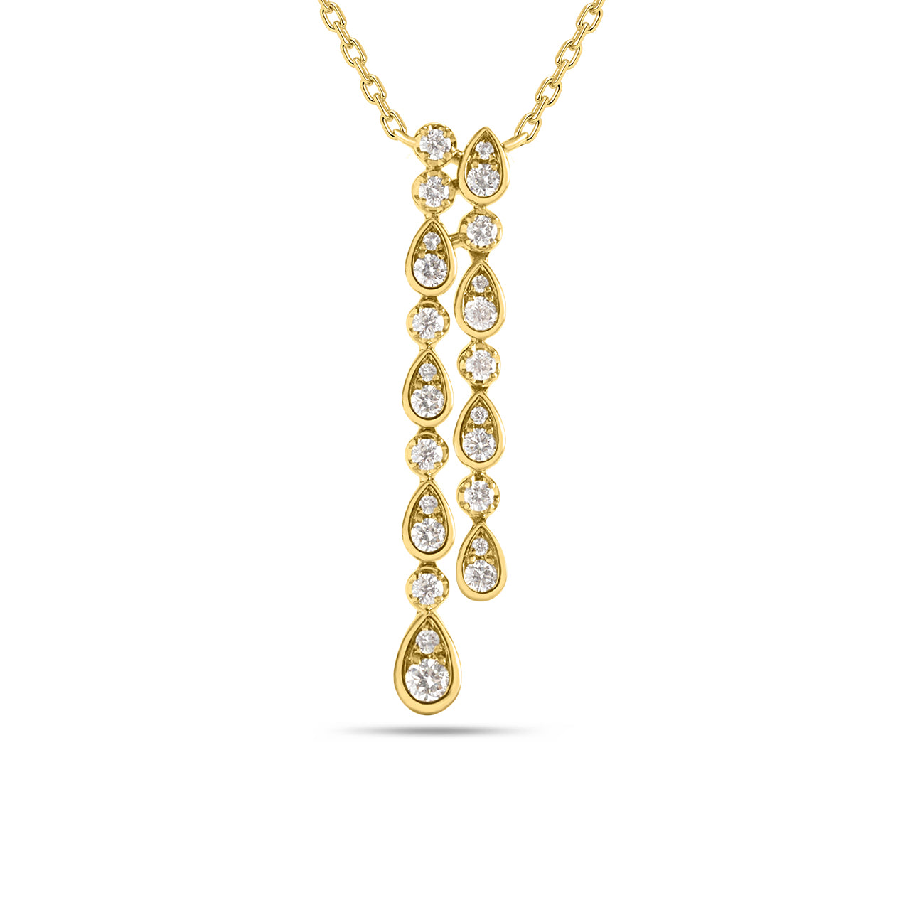 Diamond 2 Row Teardrop Necklace