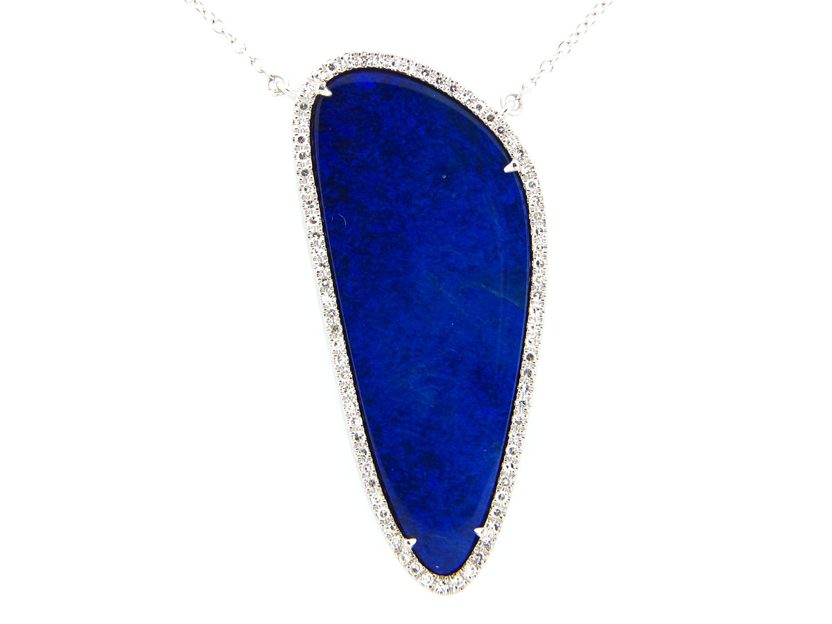 BLACK OPAL DOUBLET & DIAMOND PENDANT NECKLACE,18"/17"/16",  14KW (ASBL)