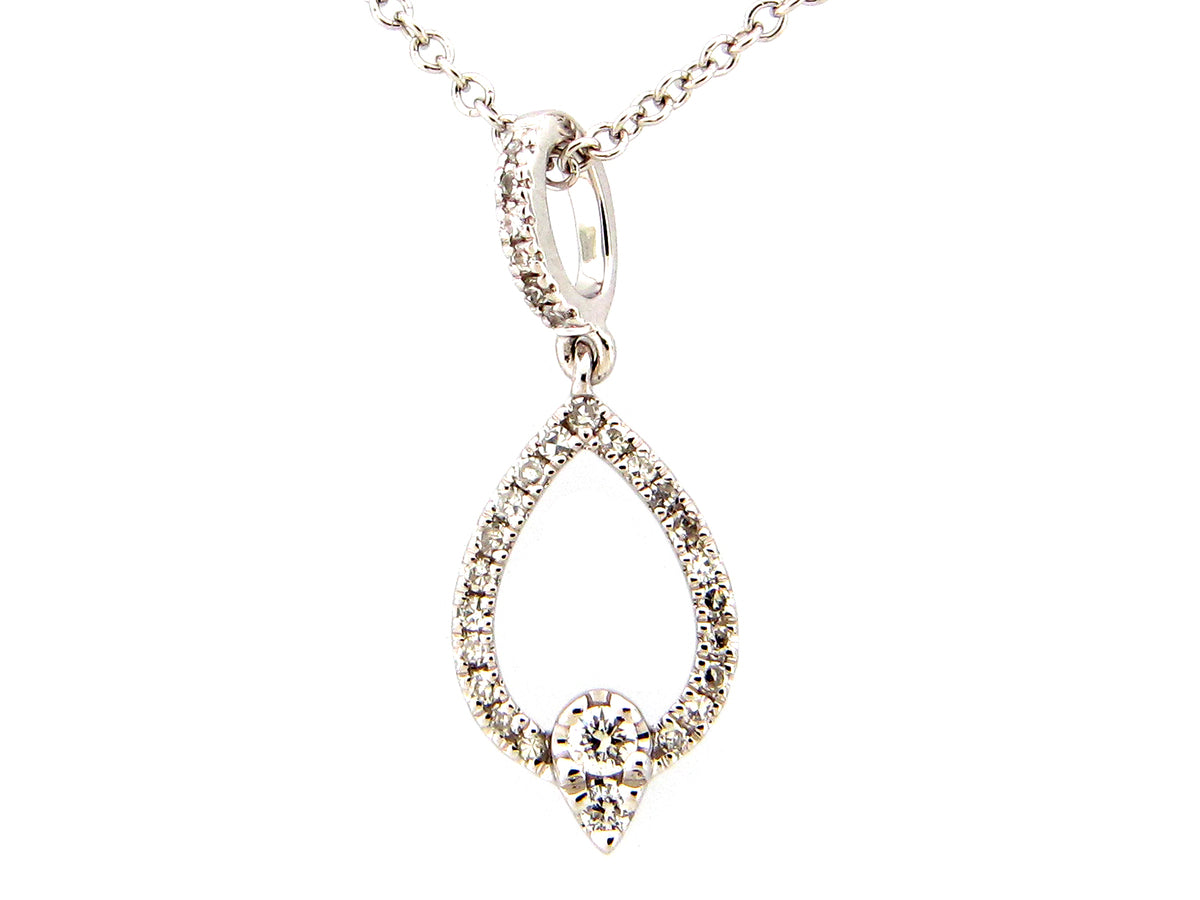 DIAMOND PEAR PENDANT, 14KW (N)