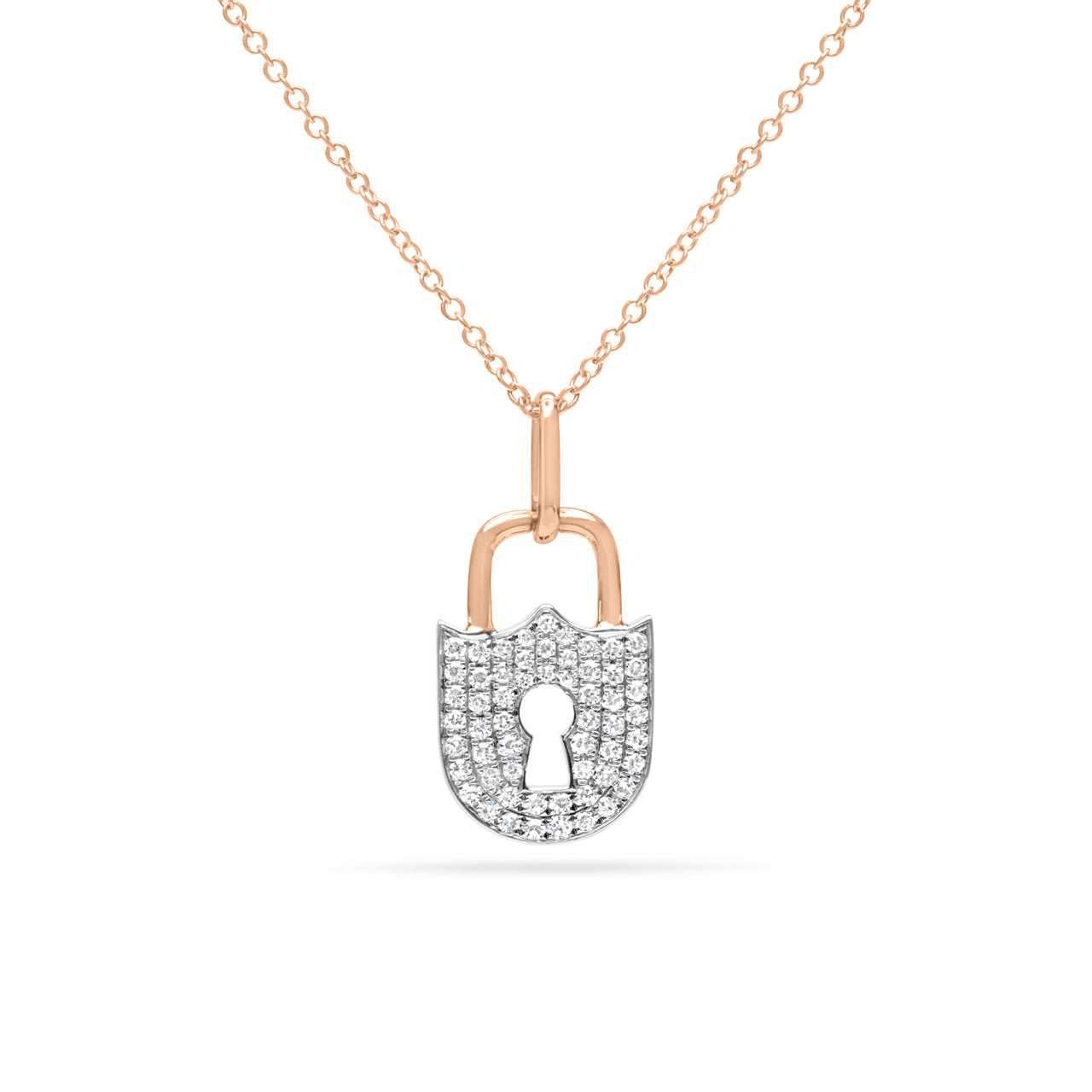 Diamond Padlock Key Pendant