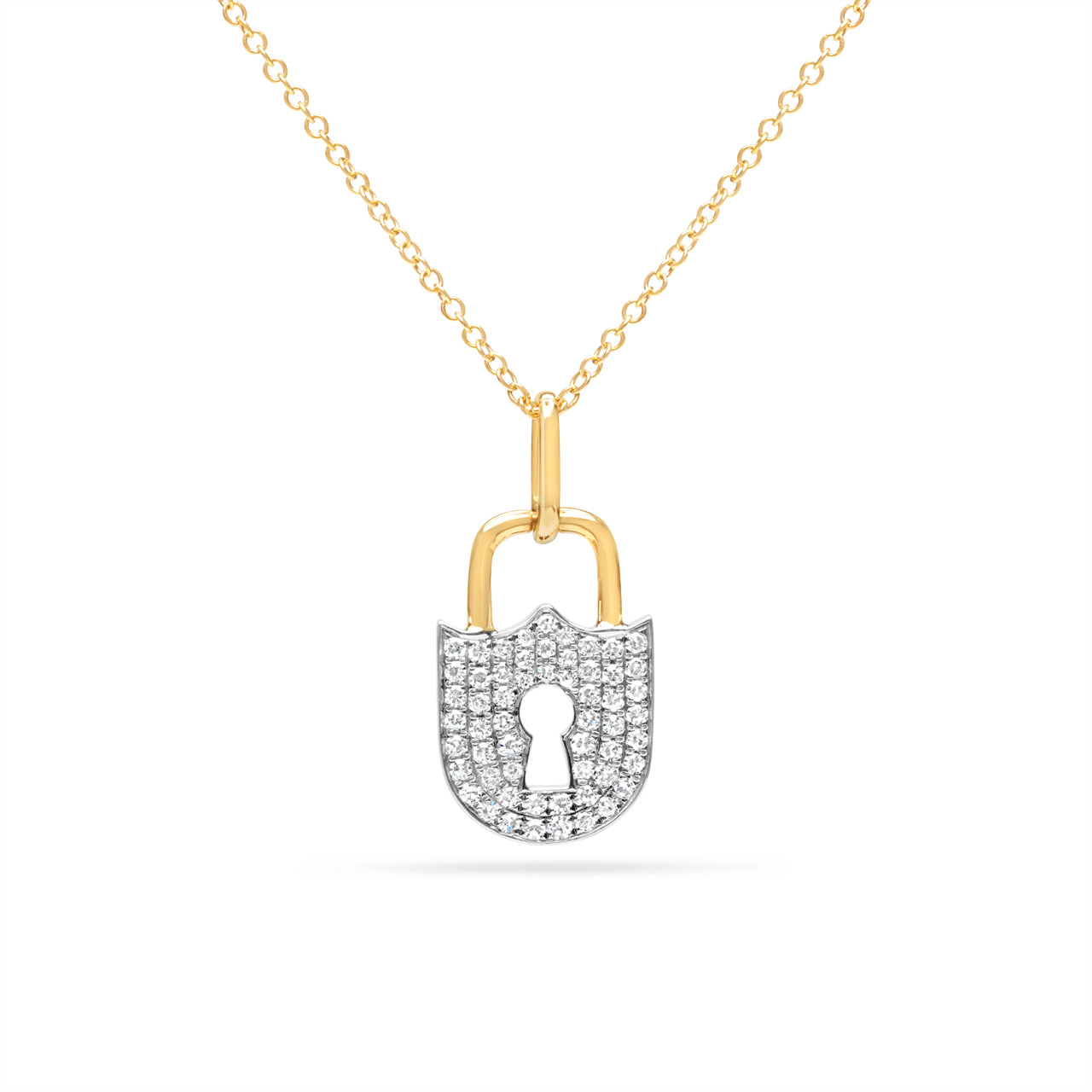 Diamond Padlock Key Pendant