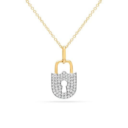 Diamond Padlock Key Pendant