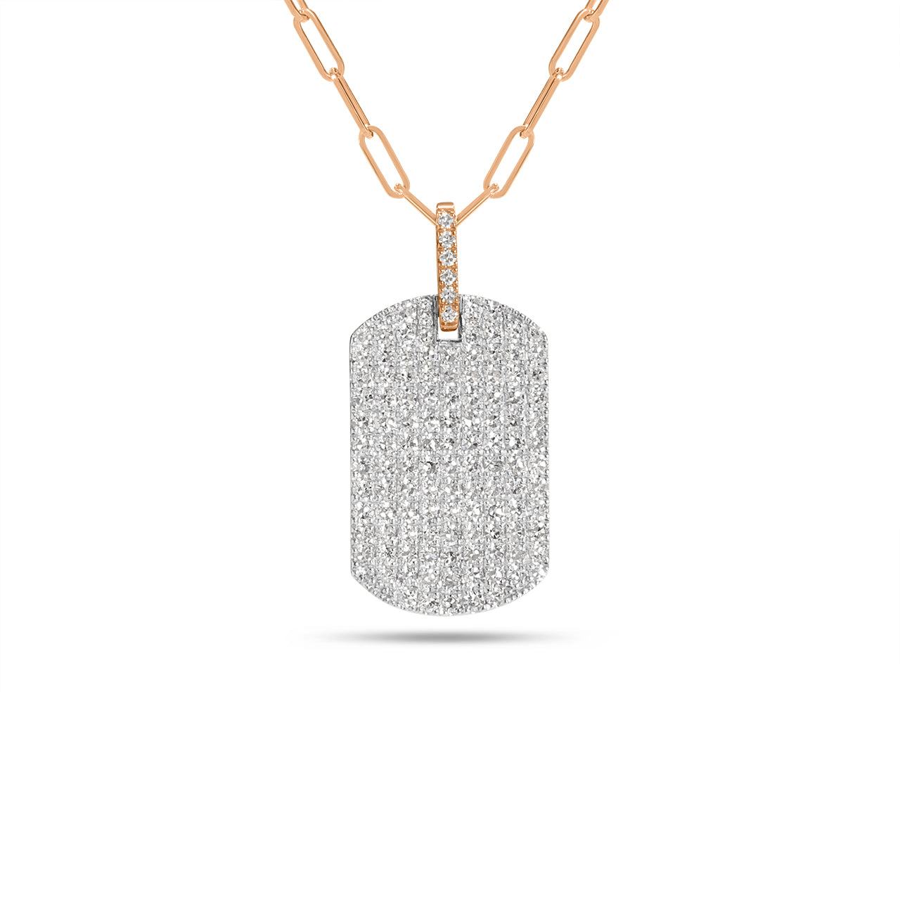 Diamond Pave Large Dog Tag Necklace