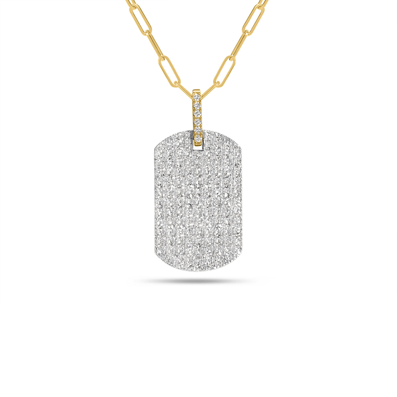 Diamond Pave Large Dog Tag Necklace