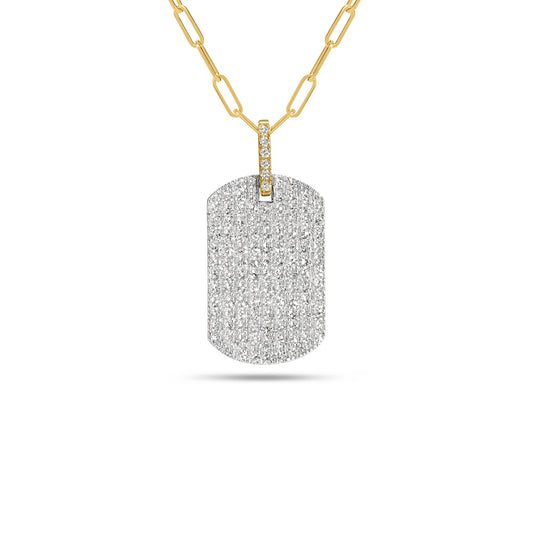 Diamond Pave Large Dog Tag Necklace