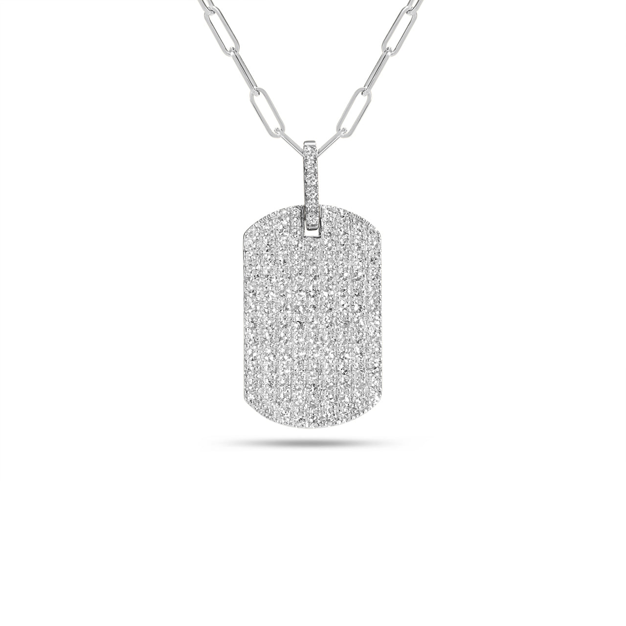 Diamond Pave Large Dog Tag Necklace