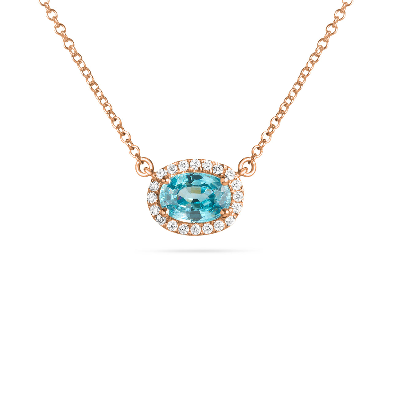 Blue Zircon & Diamond Necklace