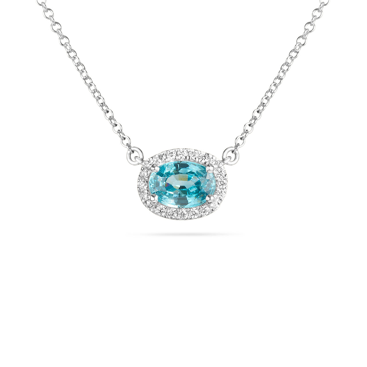 Blue Zircon & Diamond Necklace