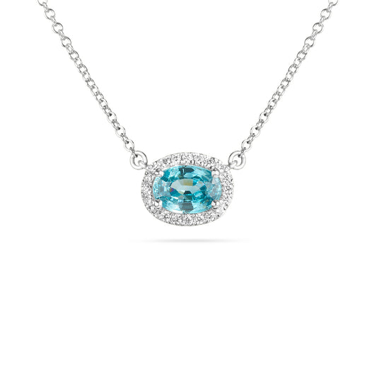 Blue Zircon & Diamond Necklace