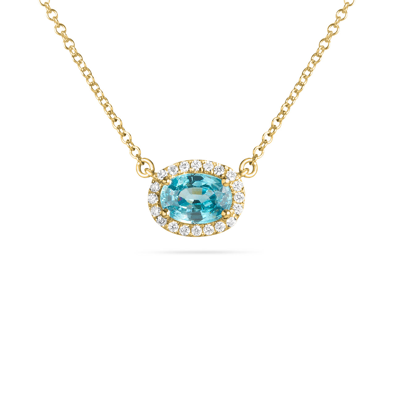Blue Zircon & Diamond Necklace