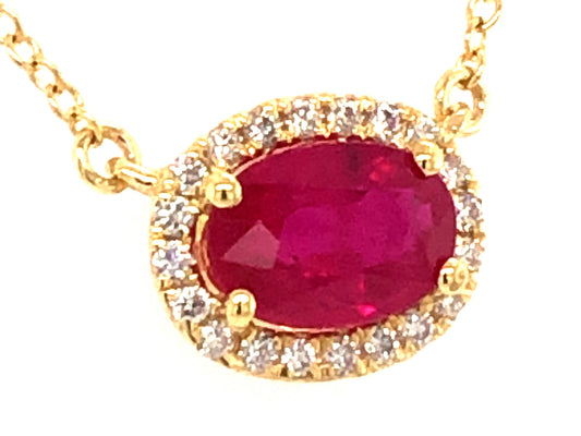 RUBY & DIAMOND PENDANT NECKLACE, 18"/17"/16"