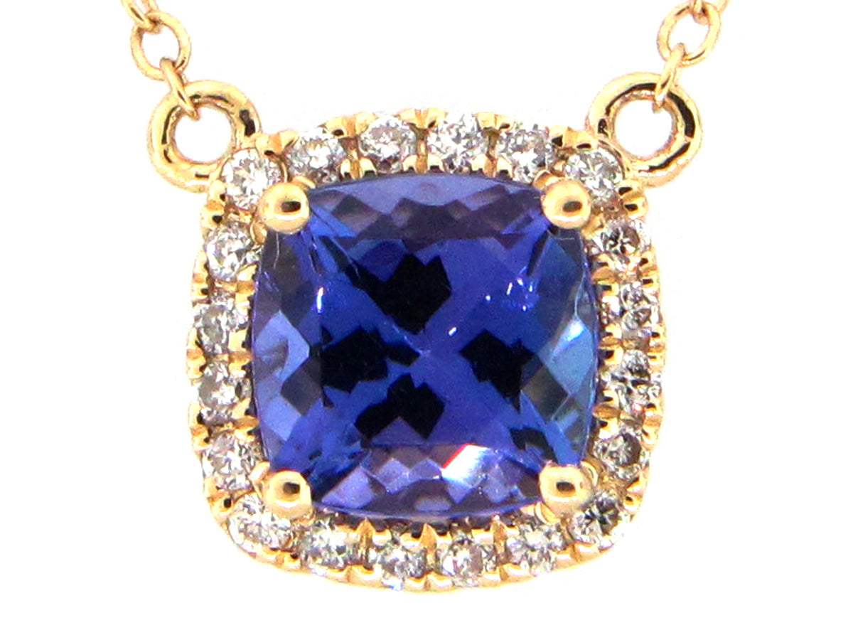 TANZANITE & DIAMOND PENDANT NECKLACE