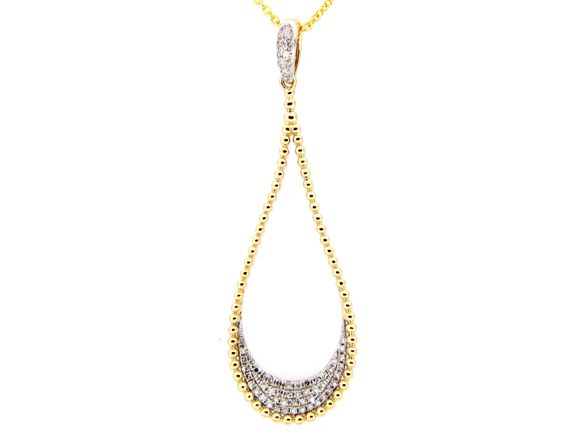 DIAMOND BEADED PENDANT, 14KY (N)