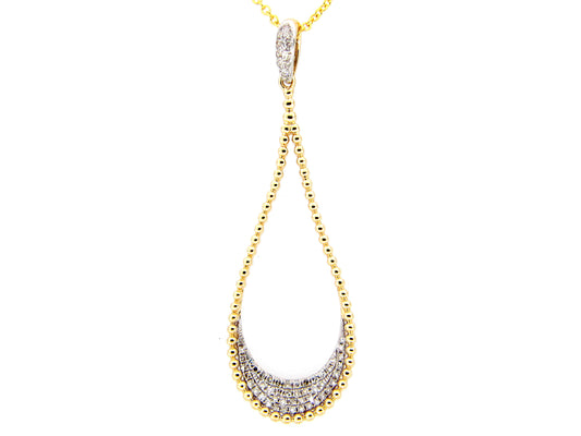 DIAMOND BEADED PENDANT, 14KY (N)