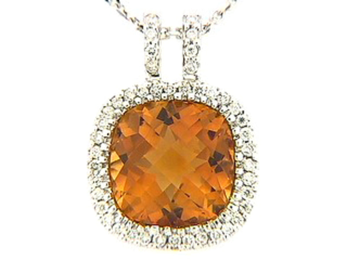 Chb Citrine Diamond Pendant, 18kw (E)