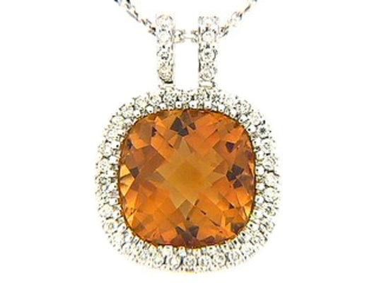 Chb Citrine Diamond Pendant, 18kw (E)