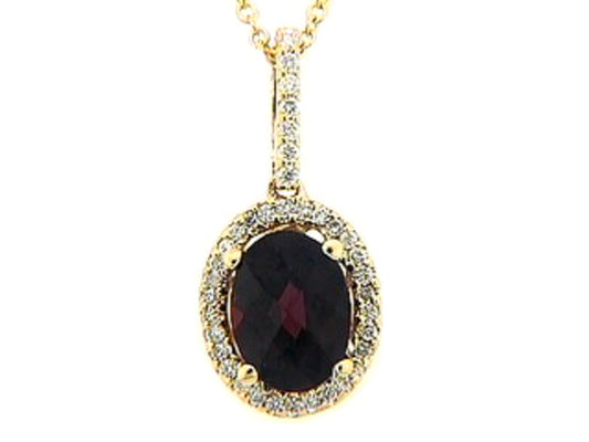 GARNET & DIAMOND PENDANT, 18KY (N)