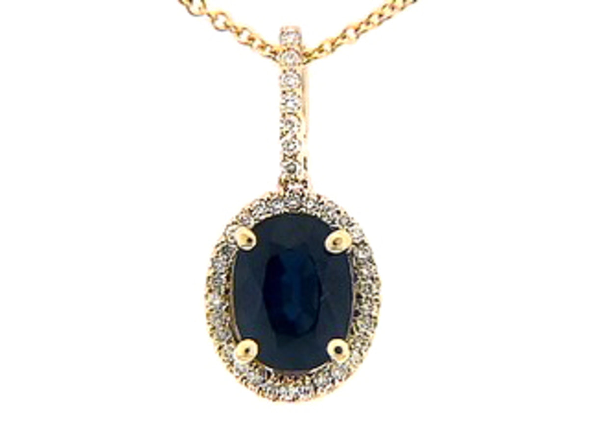 SAPPHIRE & DIAMOND PENDANT, 18KY (H)
