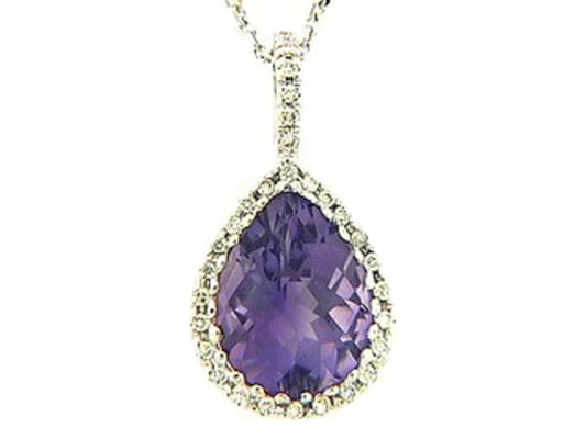 CHB AMETHYST & DIAMOND PENDANT, 18KW (H)
