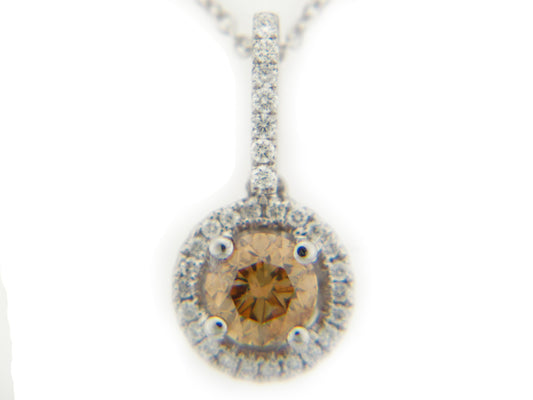 BROWN & WHITE DIAMOND PENDANT, 14KW (N), CENTER=0.50