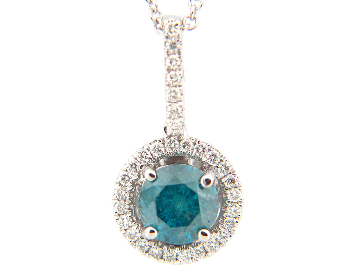 IRR BLUE DIAMOND PENDANT, 14KW (R), CENTER=0.64