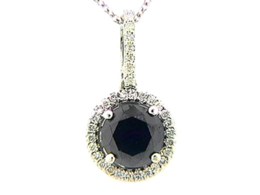 BLACK & WHITE DIAMOND PENDANT, 14KW (R/N), CENTER=1.55