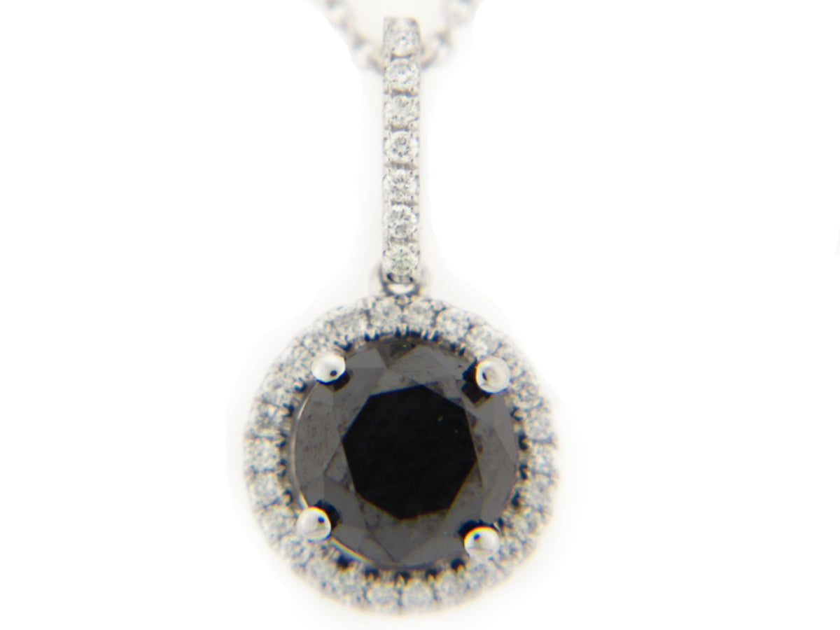 BLACK & WHITE DIAMOND PENDANT,14KW (R/N), CENTER=1.58