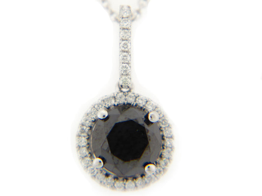 BLACK & WHITE DIAMOND PENDANT,14KW (R/N), CENTER=1.58