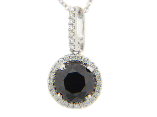 BLACK & WHITE DIAMOND PENDANT, 14KW (R/N), CENTER=1.18